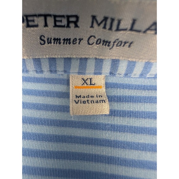 Peter Millar Summer Comfort Shirt Men's XL Blue Striped Polo Shirt Golf *Read - Picture 4 of 10